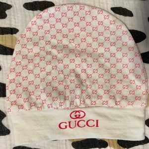 BABY GUCCI INFANT HAT BABY GIRL PINK&WHITE LOGO